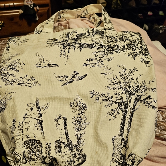 Small Black and Cream Toile Tote - Picture 2 of 4